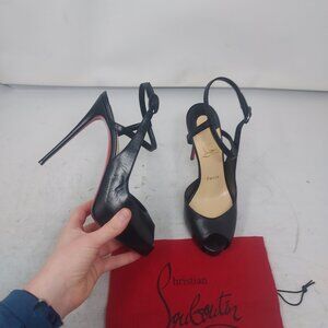 Christian Louboutin Black Jenlove Alta Peep Toe Sandal Heel Shoe